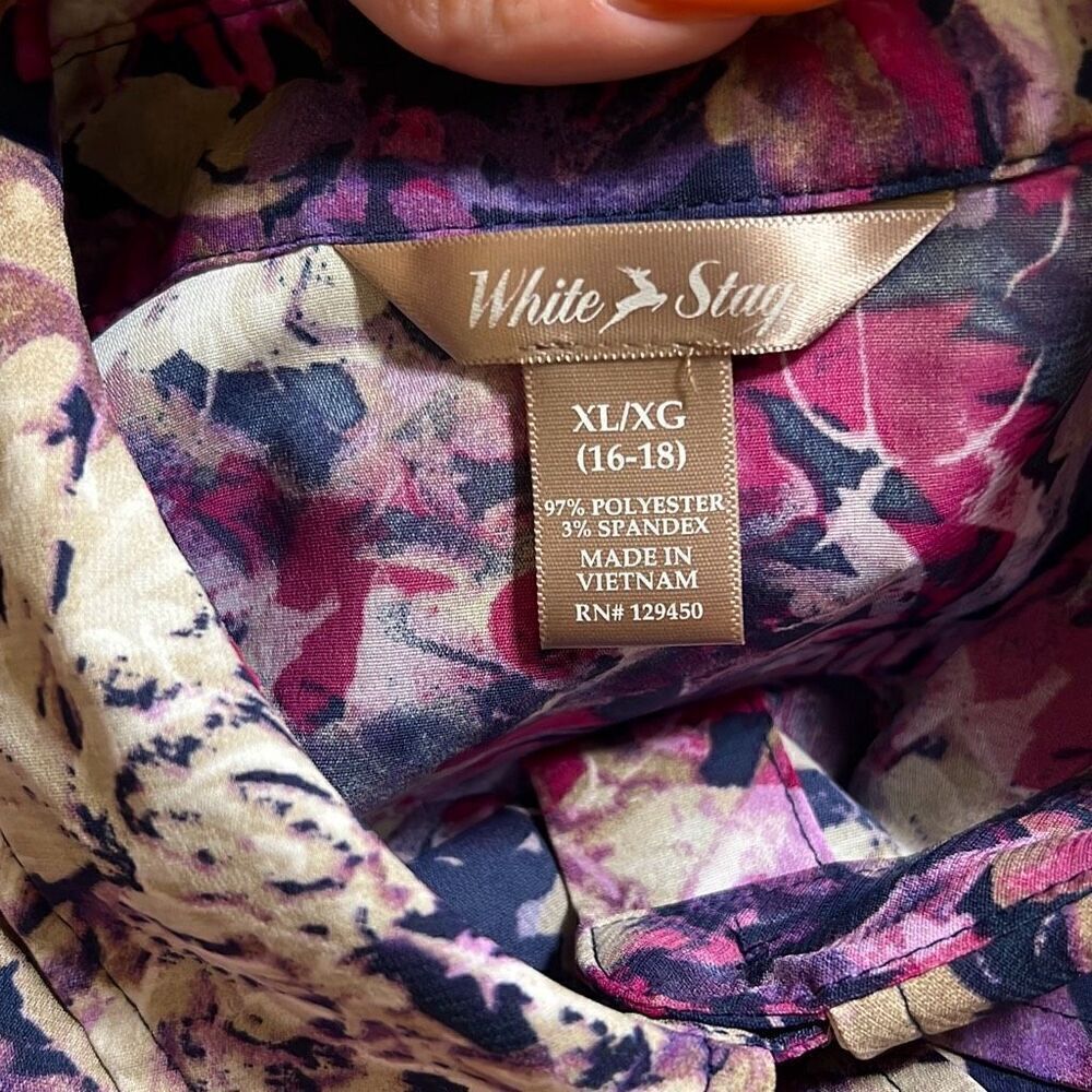 White Stag Women's Multicolor Floral Print Button-Up Blouse Size XL (16-18) - Picture 11 of 11